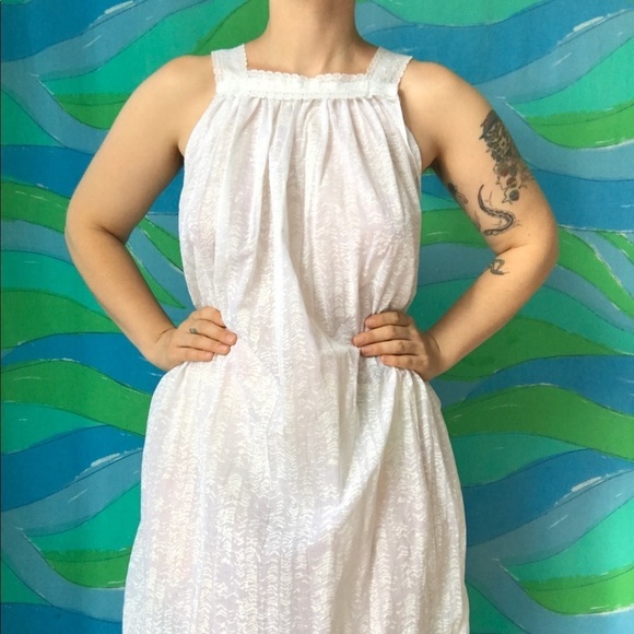 VINTAGE 80s 90s maxi slip dress white sheer trendy - Picture 6 of 6